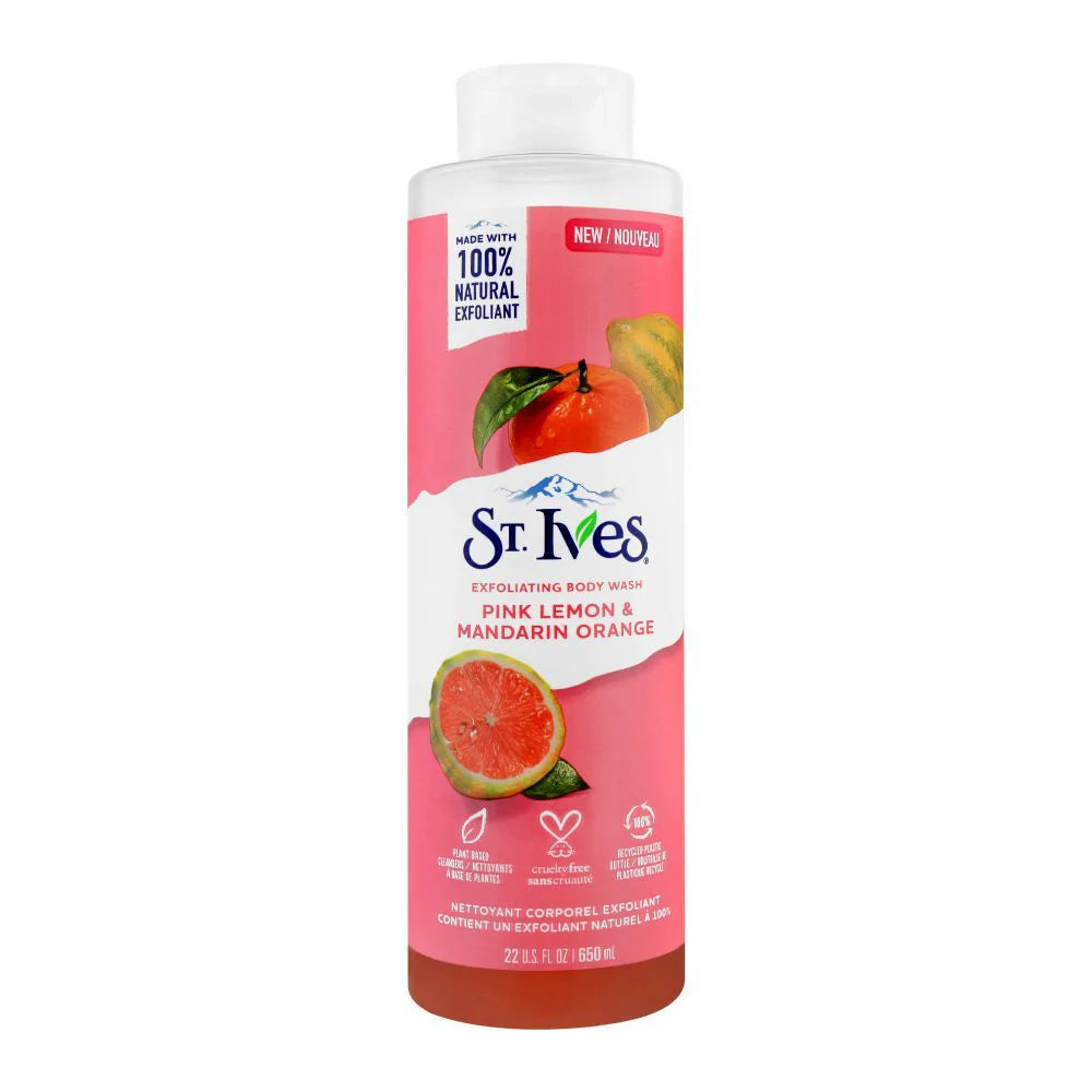 ST.IVES PINK LEMON EXFOLIATING BODY WASH 473ML