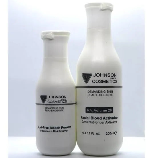 JOHNSON WHITE FACIAL BLONDE ACTIVATOR 200ML and bleach powder