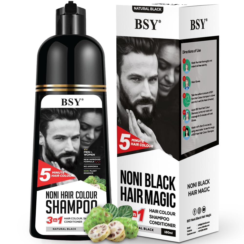 BSY Noni Hair Color Shampoo 6 fl oz – Ammonia-Free 3-in-1 Hair Dye & Conditioner