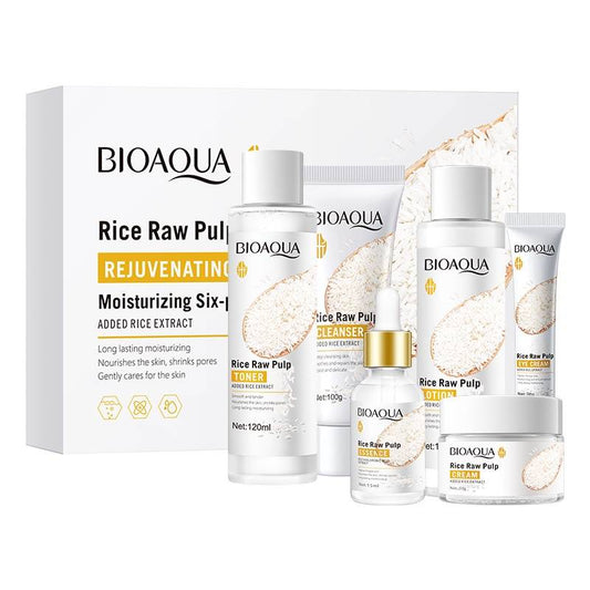 BIOAQUA RICE RAW PULP REJUVENATING MOISTURIZING SIX-PIECE SUIT