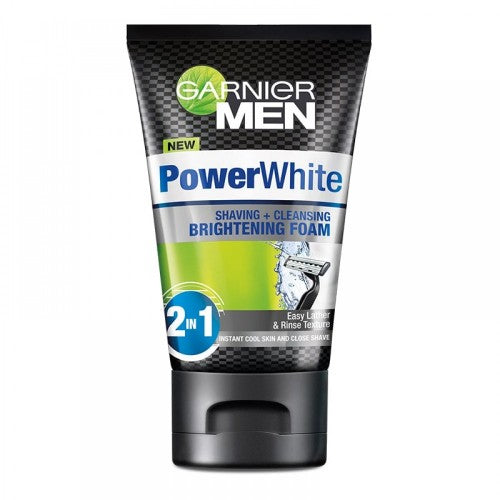GARNIER MEN POWER WHITE SHAVING + CLEANSING BRIGHTENING FOAM 100ML