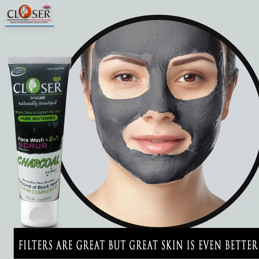 Closer Charcoal Face Wash 2in1 Scrub (200ml)