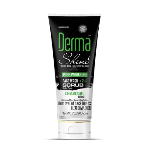 DERMA SHINE FACE WASH & SCRUB 2 IN 1 CHARCOAL