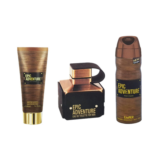 Emper Epic Adventure Shower Gel,Perfume & Body Spray For Men Gift Set